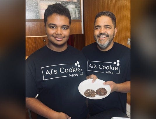 Aiden Green, left, and Al Green, of Al's Cookie Mixx in Chicago's Beverly neighborhood.