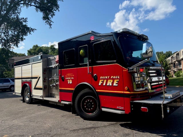 One of St. Paul's rigs which St. Paul Firefighter Kelly McDougall normally drives.