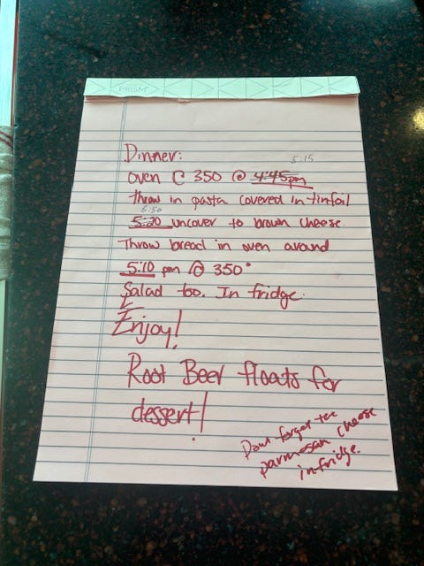 Instructions for what looks like a perfect firehouse dinner.