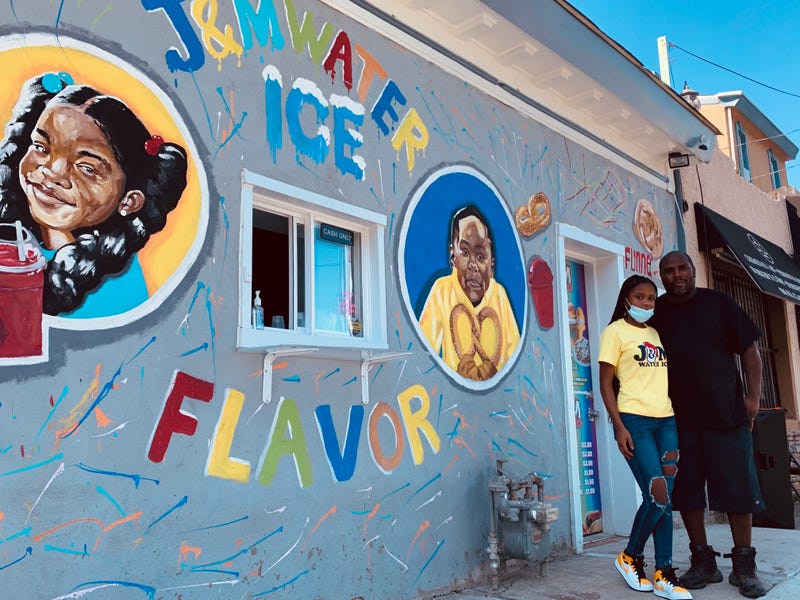 Jalea and Jamiel Cottman, a daughter-father ownership team running a water ice business in Chester.