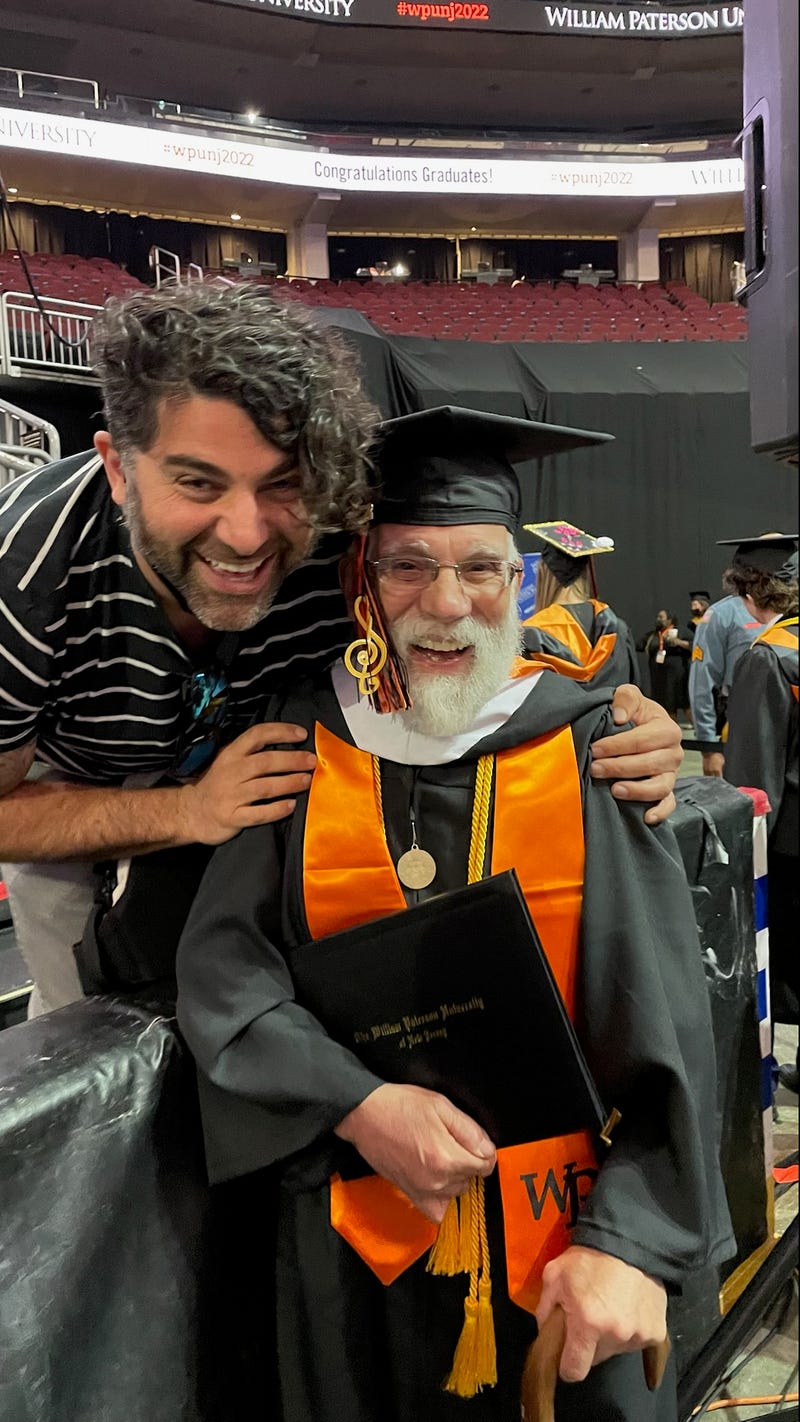 Thomas Scalora, 69, and his son Dylan at William Paterson University graduation on Wednesday.