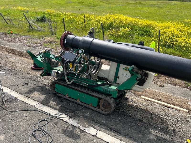 This 12-inch pipe will be used to bypass the broken water main.