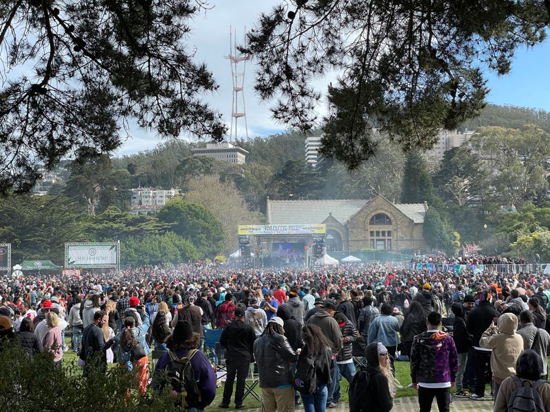 San Francisco’s “4/20” celebration at Hippie Hill has kicked off Wednesday with music, Mike Tyson and legal cannabis sales.