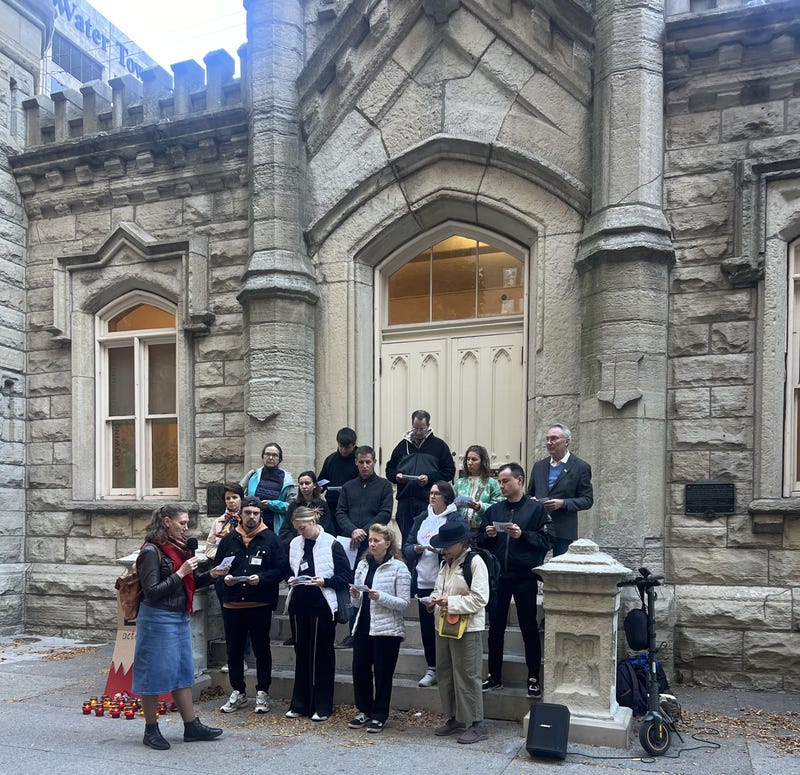 Russian group outside Water Tower