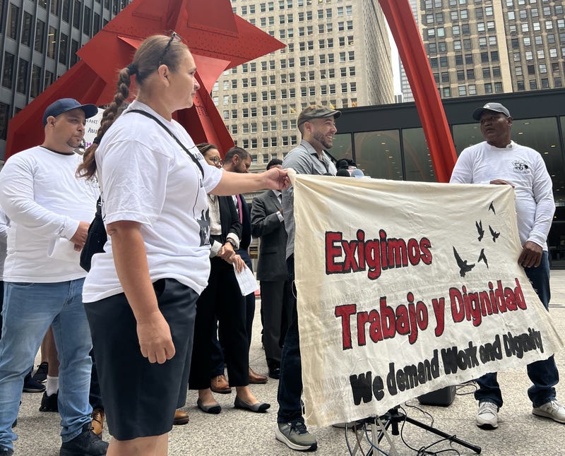 Migrant day laborers rallied in Chicago on Tuesday and said they were verbally and physically assaulted outside a Home Depot on the city's Southwest Side. The laborers have sued the city of Chicago and Home Depot.