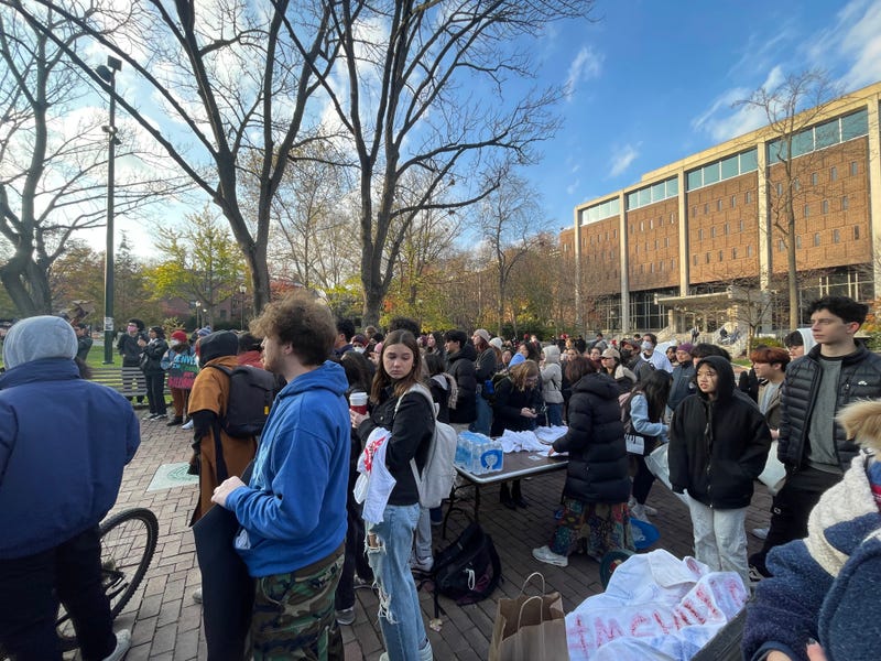 Hundreds came to the University of Pennsylvania to protest a planned new Philadelphia 76ers arena at Chinatown, concerned about possible gentrification and displacement.