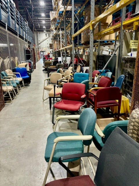 The amount of office furniture, especially chairs, that the University of Minnesota goes through is endless.