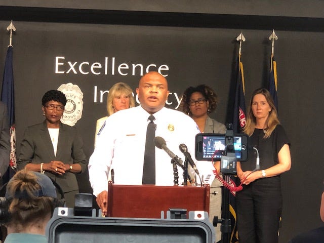 Former Police Chief Gerald Smith announces charges in supposed mass shooting plot.