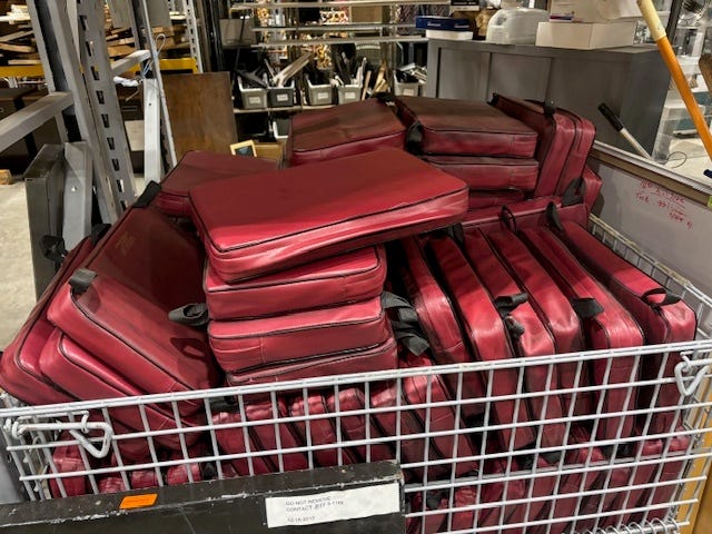 Cushions from sporting events come in by the cartfull at the University of Minnesota's Zero Waste center.