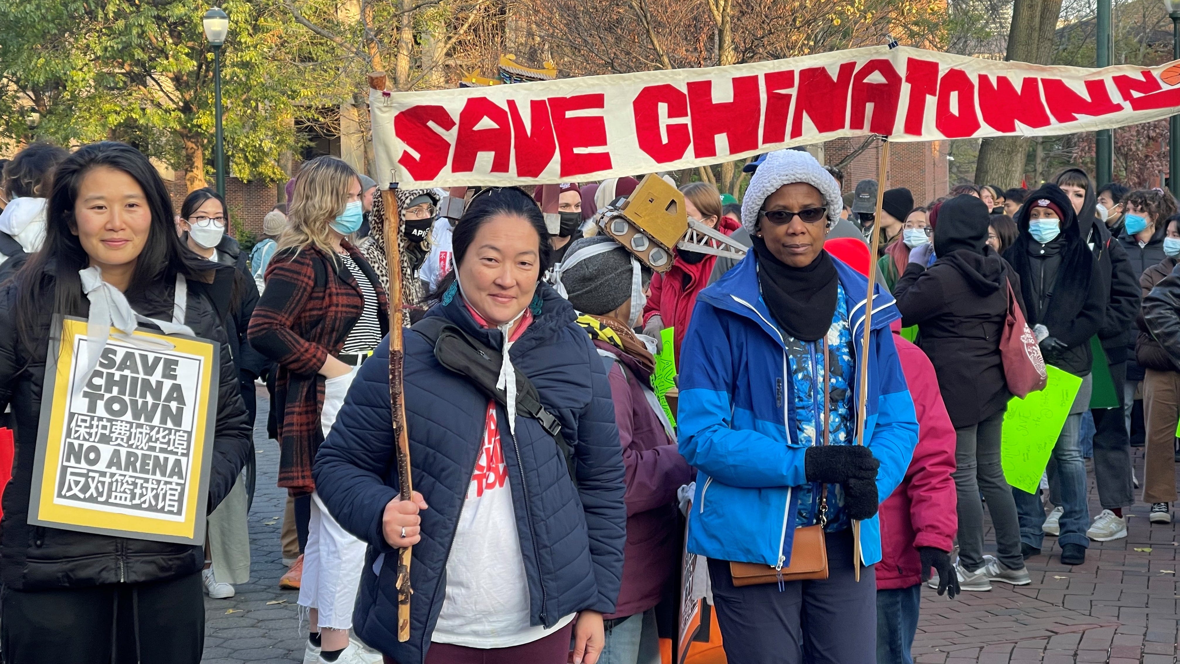 Protesters rally against proposed Sixers arena next to Chinatown