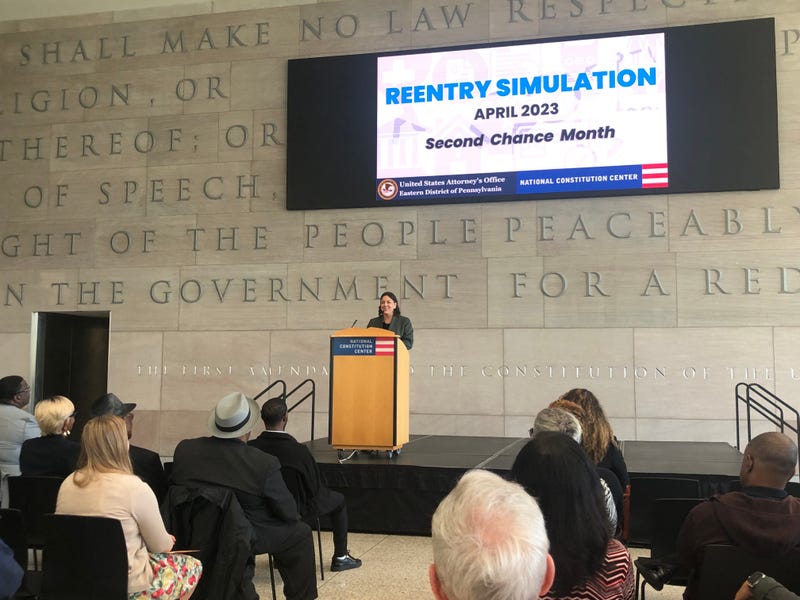 The National Constitution Center and the U.S. Attorney’s Office for the Eastern District of Pennsylvania hosted an interactive program on April 17, 2023, that let people experience what it’s like to be a formerly incarcerated person reentering society.