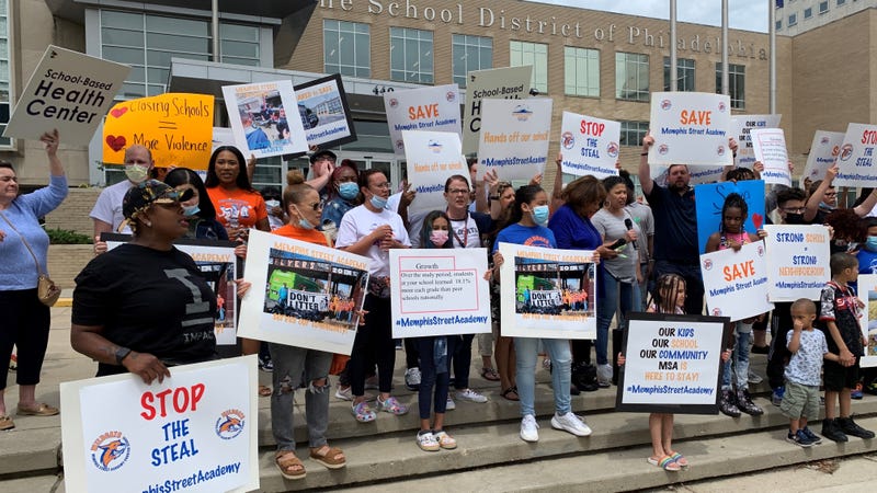 Memphis Street Academy parents and supporters on Tuesday protested the potential removal of their charter by the Board of Education for the School District of Philadelphia.