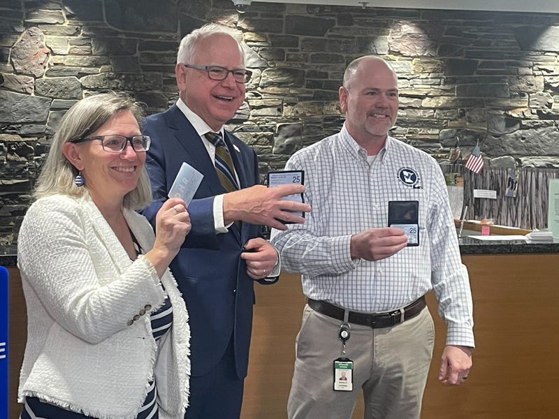 The Governor shows off his new fishing license Thursday, May 1st, one week ahead of the fishing opener. Walz will be at Crosslake for the annual Governor's Fishing Opener May 9-10.