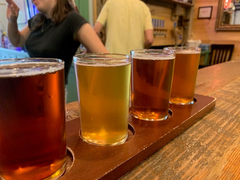 A flight of beer