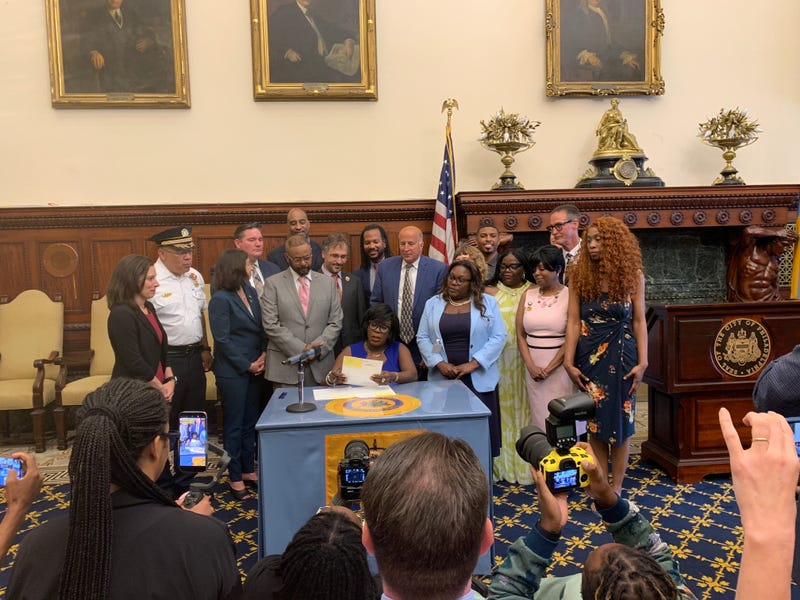 Mayor Parker signs 3 bills she says will improve safety in the city on June 18, 2024.
