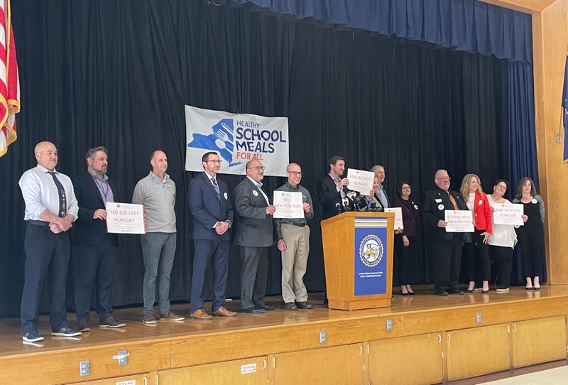 Healthy School Meals for All press conference at Springville-Griffith Institute Elementary School