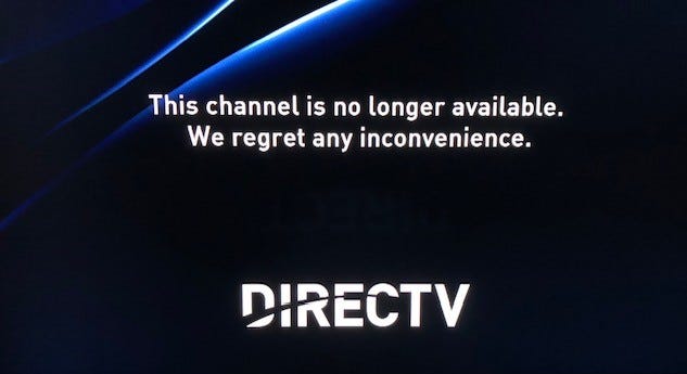 DirecTV notifying subscribers that a channel is not available 