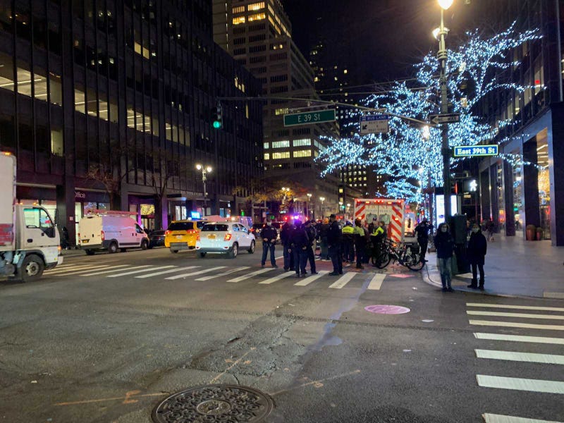 Scene of crash involving protesters on Manhattan's East Side.