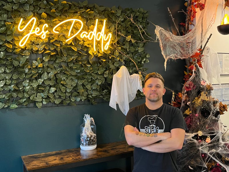 James Cox stands in his bakery Sugar Daddy in Chicago.