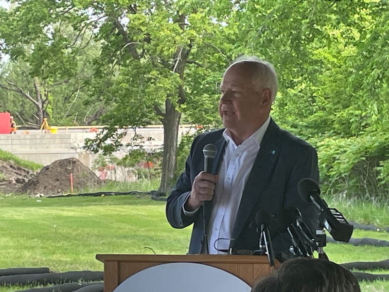 Minnesota Governor Tim Walz speaking in Jordan, Minnesota Wednesday.