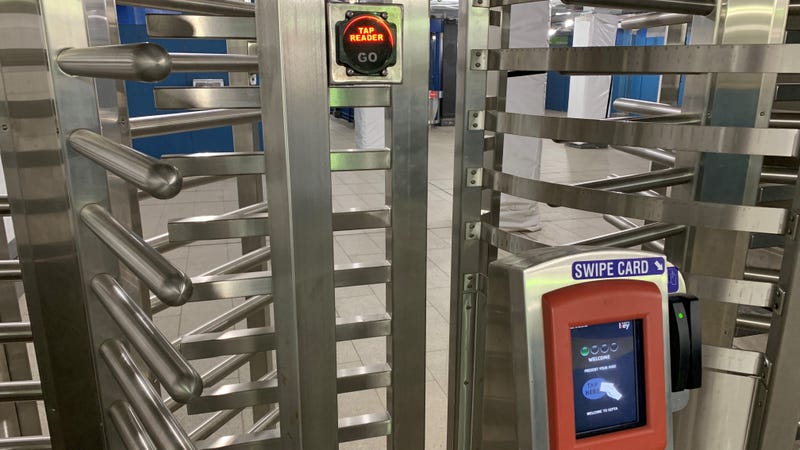 New two-way turnstiles at 30th Street Station.