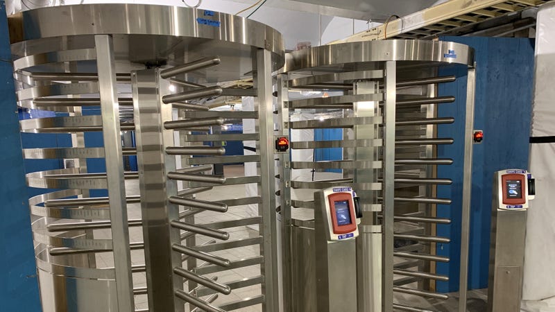 New two-way turnstiles at 30th Street Station.