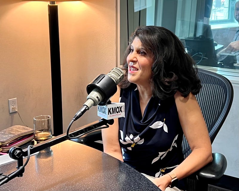 Dr. Nadine Alameh, Inaugural Executive Director of the Taylor Geospatial Institute, visits the KMOX Studios