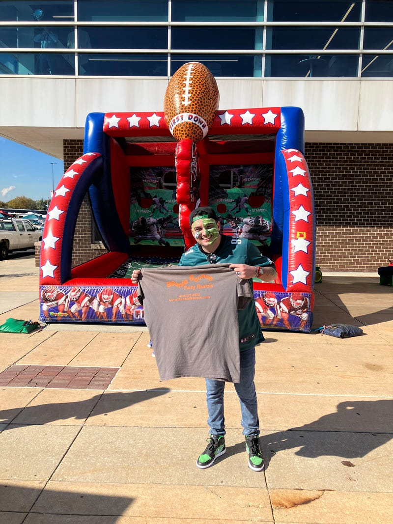 Coop with Philadelphia Eagles fans before the Eagles vs. Steelers game