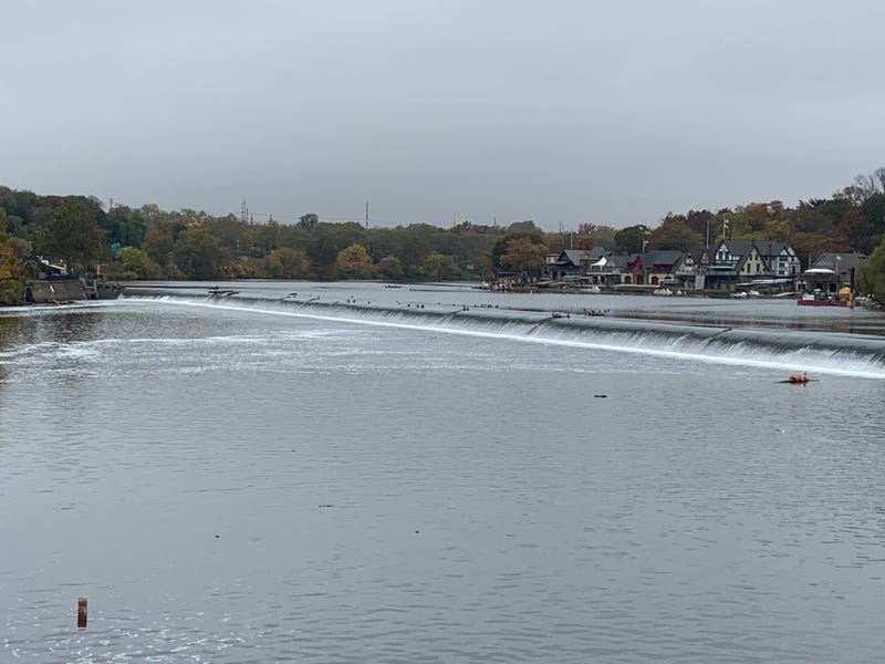 Fairmount Weir at the Fairmount Water Works on the Schuylkill River in Philadelphia.