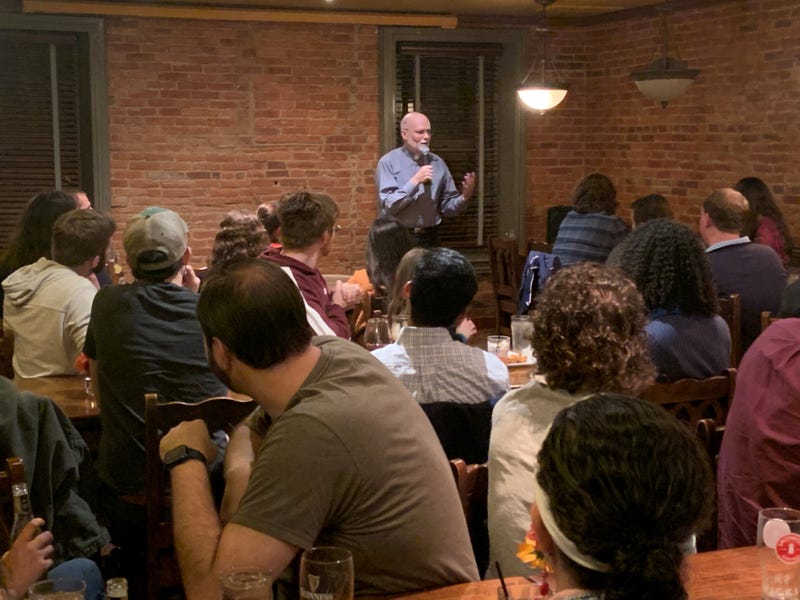 Theology on Tap, a monthly event sponsored by Nativity of the Blessed Virgin Mary in Media, hosted at Sligo's Irish Pub.