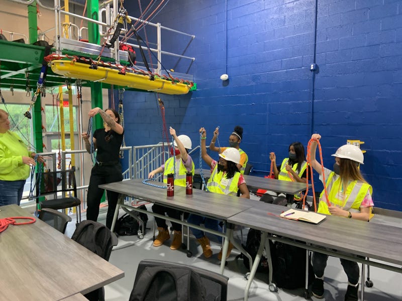 At the MyWIC camp with young women learning the construction industry.
