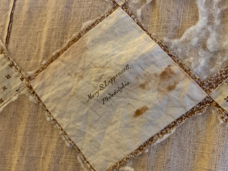Mary Lippincott, who ran a boarding school in the 19th century, is featured on a quilt.