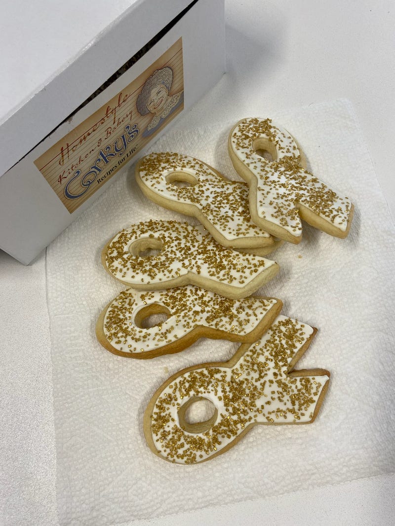 Corky's gold ribbon cookies