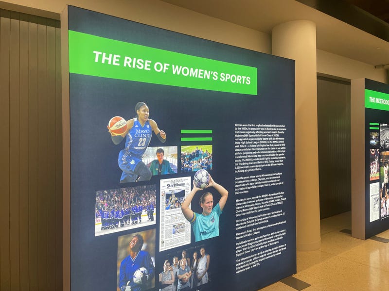 Part of the hall of fame's display on the rise of women's sports in Minnesota.