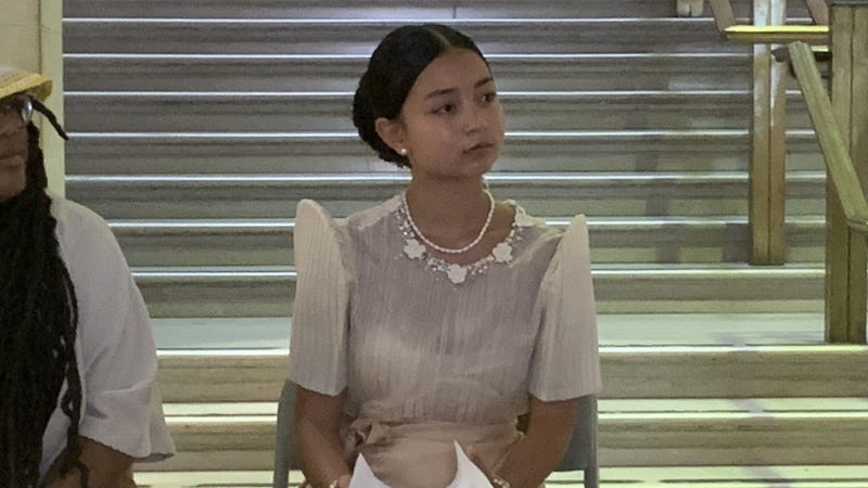 Malaya Ulan is named Philadelphia's new youth poet laureate on Tuesday, Sept. 18, 2024 at the Free Library of Philadelphia's Parkway Central Library.