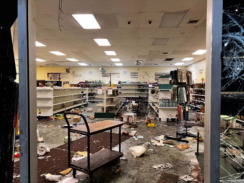 A Fine Wine & Good Spirits store in Olney was ransacked by looters.