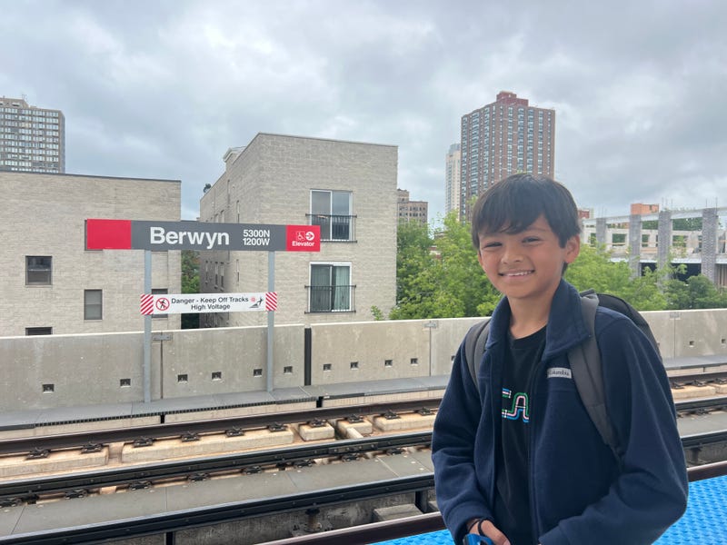 Daniel poses for a photo at the brand new Berwyn station in Uptown. It was one of four stations that opened Sunday following years of construction.