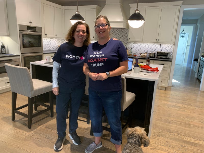 From left: Renee Lafair and Stephanie Sharp of Women4Us, a group of Republican women who are supporting Democrat Kalama Harris for president.