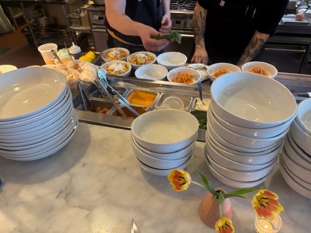 The chef's counter at Estelle, a bustling Mac-Groveland neighborhood restaurant. 
