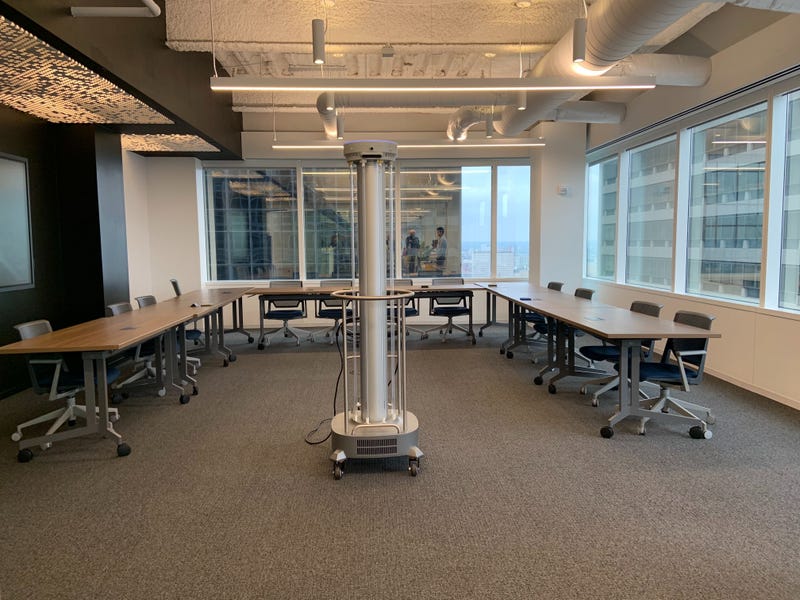 Robot disinfects airborne pathogens in office