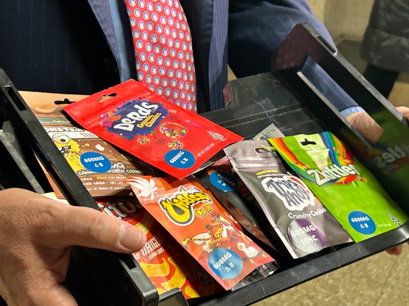 candy products with THC on tray