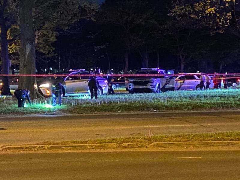Scene of the carjacking police chase on Monday, April 28, 2025.