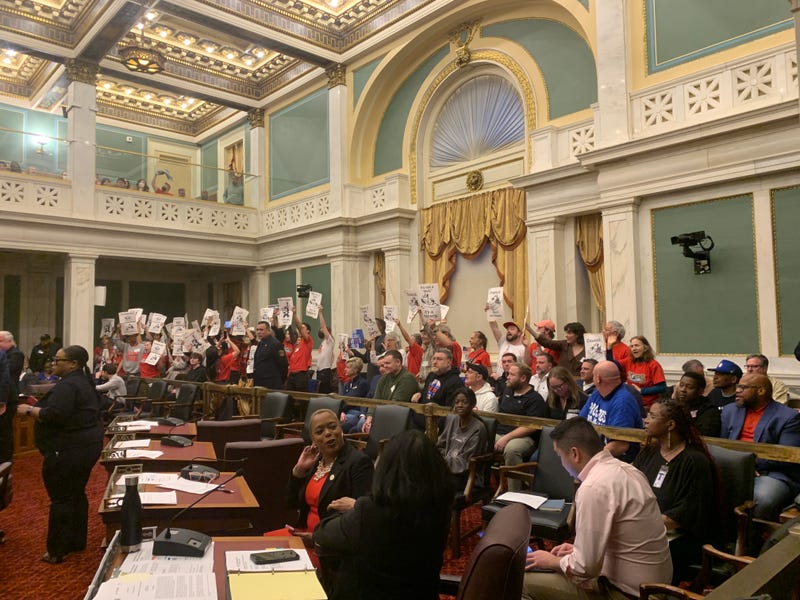 Opponents made their presence felt in City Council, where members were supposed to vote on a series of bills that would make way for a 76ers arena in Center City. The vote on Dec. 11, 2024, was then postponed another day.