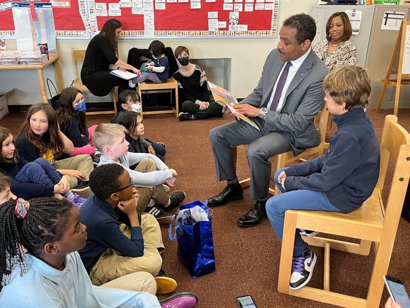 The district is encouraging all of its third graders to read 20 books over the next 20 weeks.  Kids are getting a head start with a bag each of ten culturally-relevant children’s books. They’ll be asked to keep track of how many they finish. 