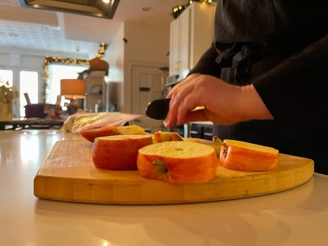 Owner Taryn Huebner, who is usually behind the counter chopping, frying, baking, or whipping up something off her custom menu that changes weekly.