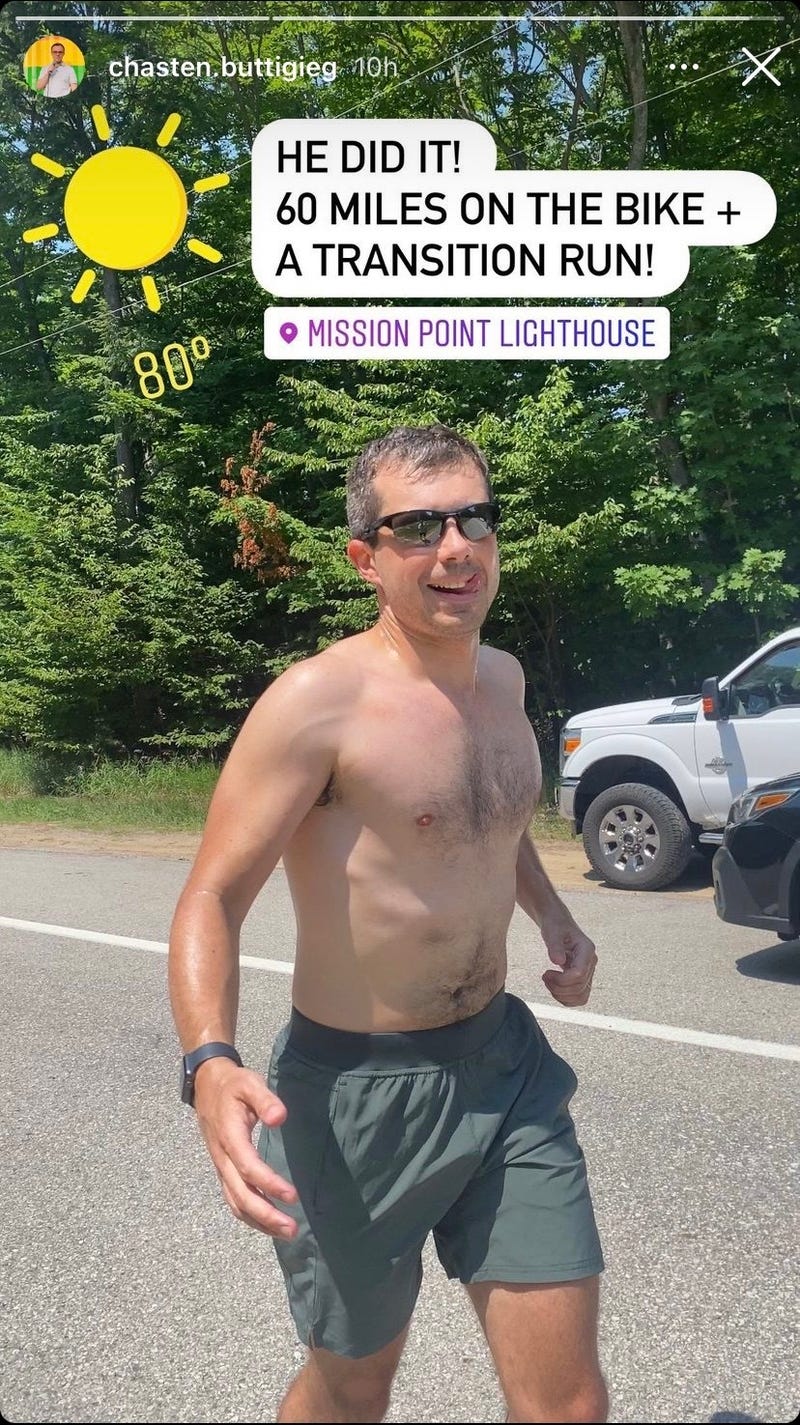 Chasten Buttigieg, the husband of Transportation Secretary Pete Buttigieg (pictured), posted this photo on July 25, 2021. 