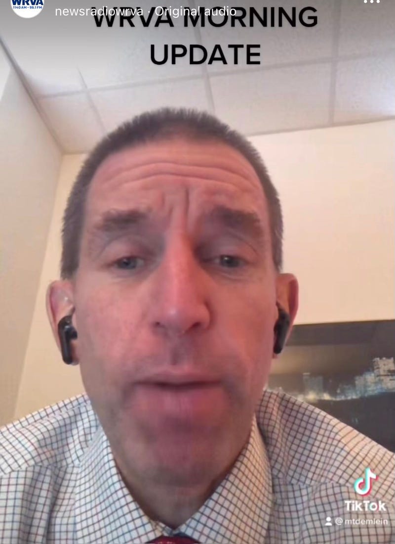 A screenshot from WRVA's TikTok
