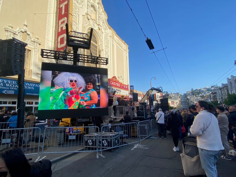 Mourners filled the street in front of the Castro Theater Tuesday night to pay their respects to local drag-legend Heklina, who passed away in early April.