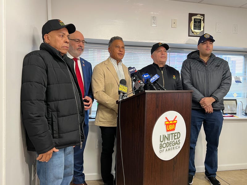 United Bodegas of America held a press conference discussing SecSoc, or the organization's society dedicated to getting bodega workers legal gun permits.