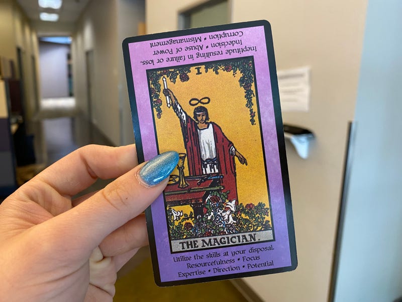 tarot card with keywords on it 